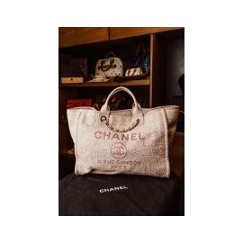 Chanel Canvas Large Deauville Tote Pink