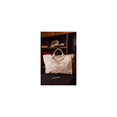 Chanel Canvas Large Deauville Tote Pink