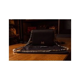 Dolce & Gabbana Black Satin Crystal Chain Bag