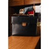 Salvatore Ferragamo Single Gusset Leather Briefcase Blue Marine